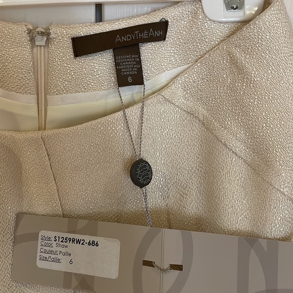 Canadian Designer AndyThéAhn Detailed Jacket & Skirt taupe/ivory. Size 6, New. - Picture 12 of 15